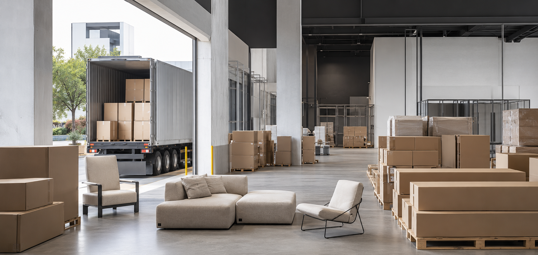 Organized furniture export warehouse